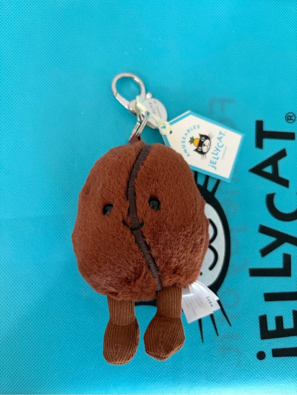 100% Authentic Jellycat Amuseables Coffee Bean Bag Charm Keychain - NWT